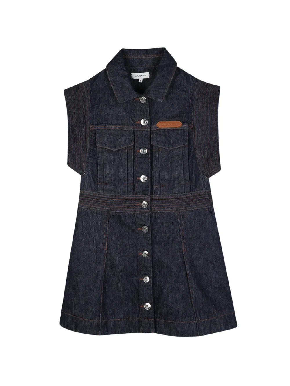 Lanvin Enfant logo-embroidered dress - Blue