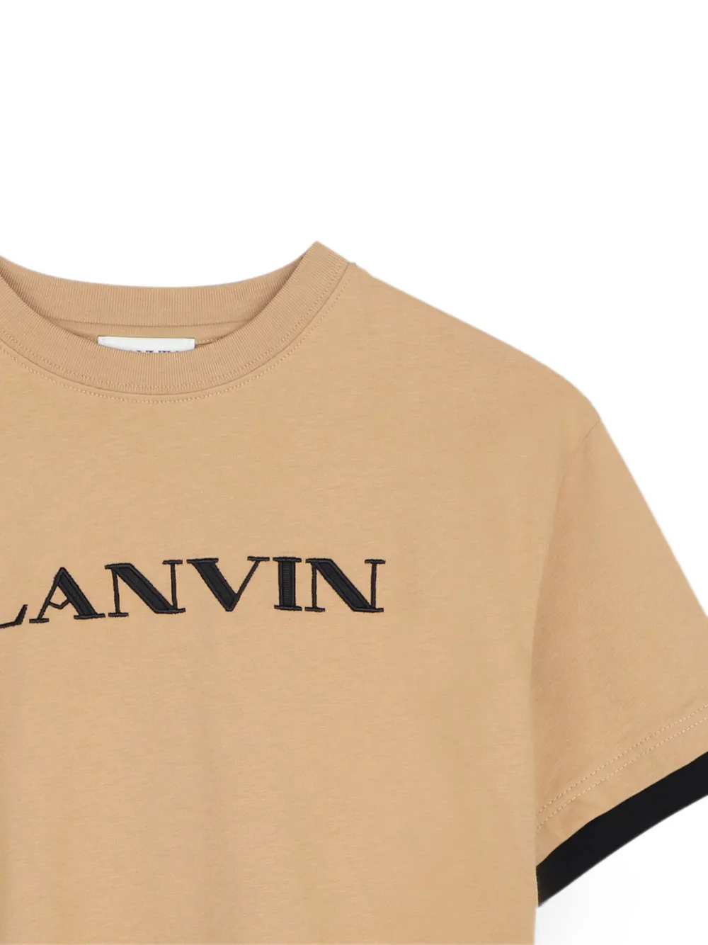 Lanvin Enfant T-shirt met contrasterende afwerking en geborduurd logo Beige