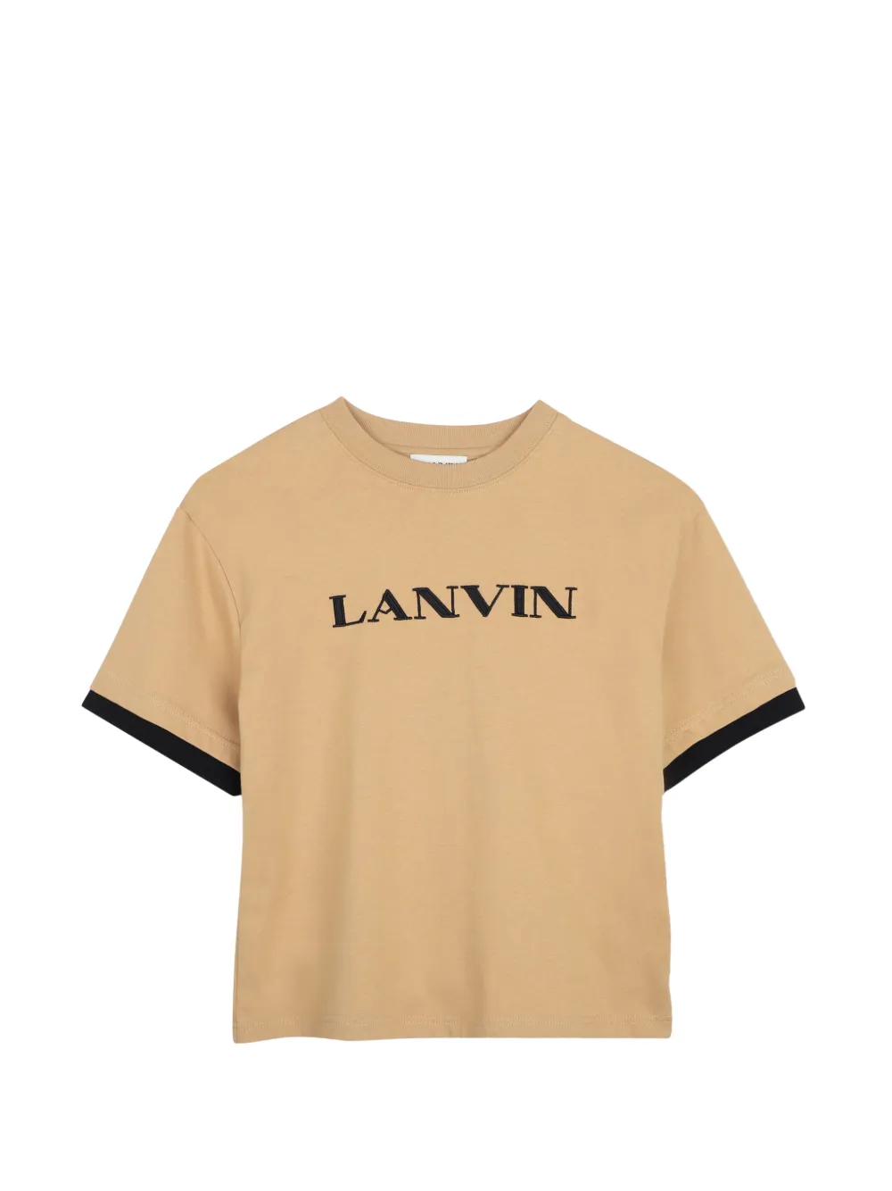 Lanvin Enfant logo-embroidered contrast-trim T-shirt - Toni neutri