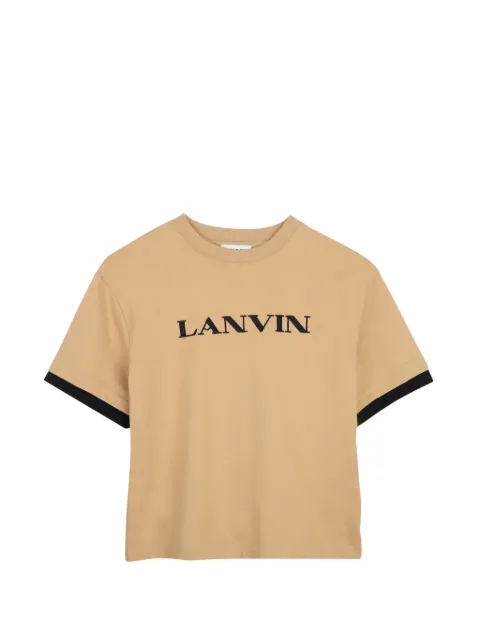 Lanvin Enfant playera con logo bordado y ribete en contraste