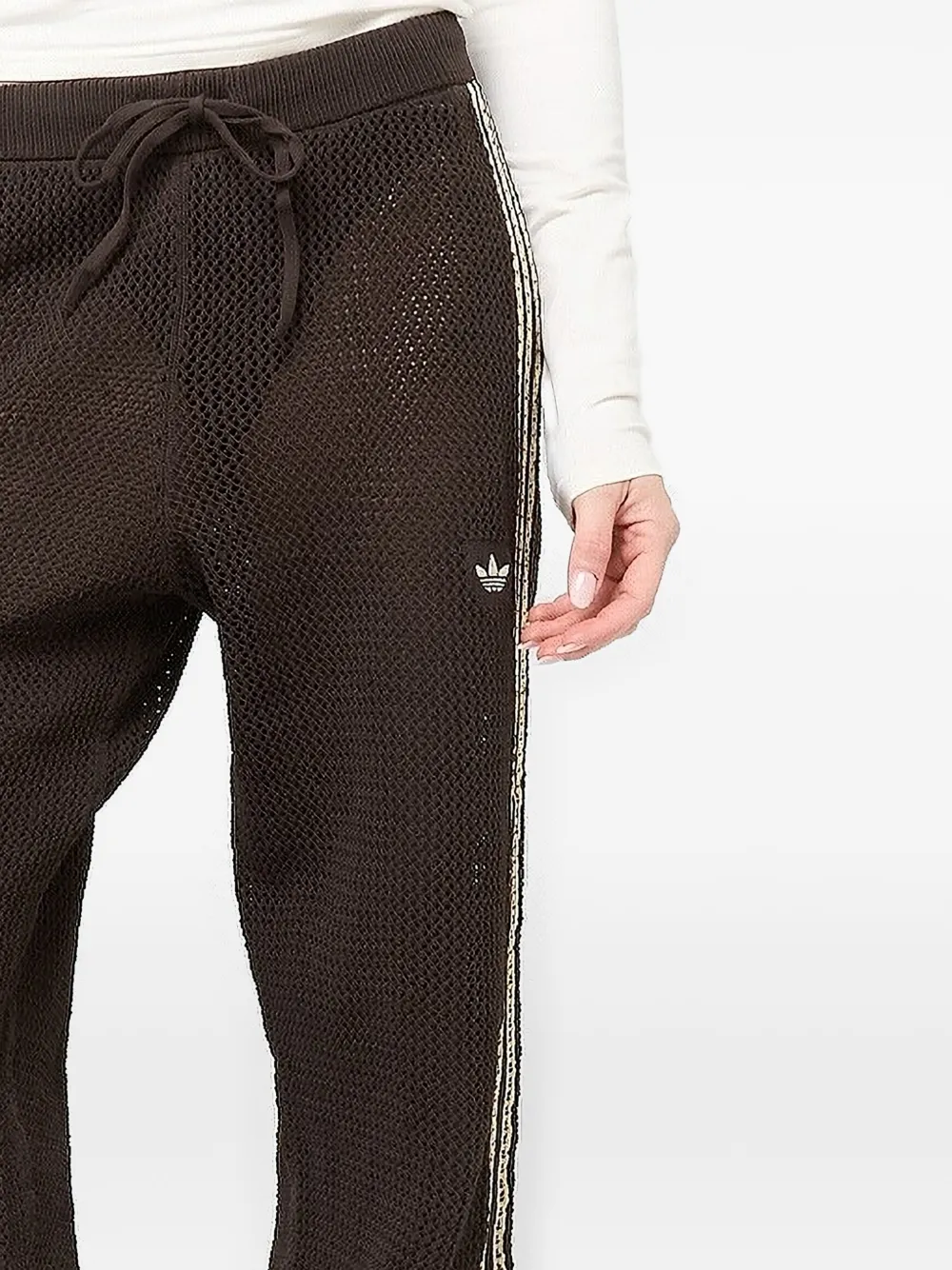 adidas Trainingsbroek met zijstreep en mesh Bruin
