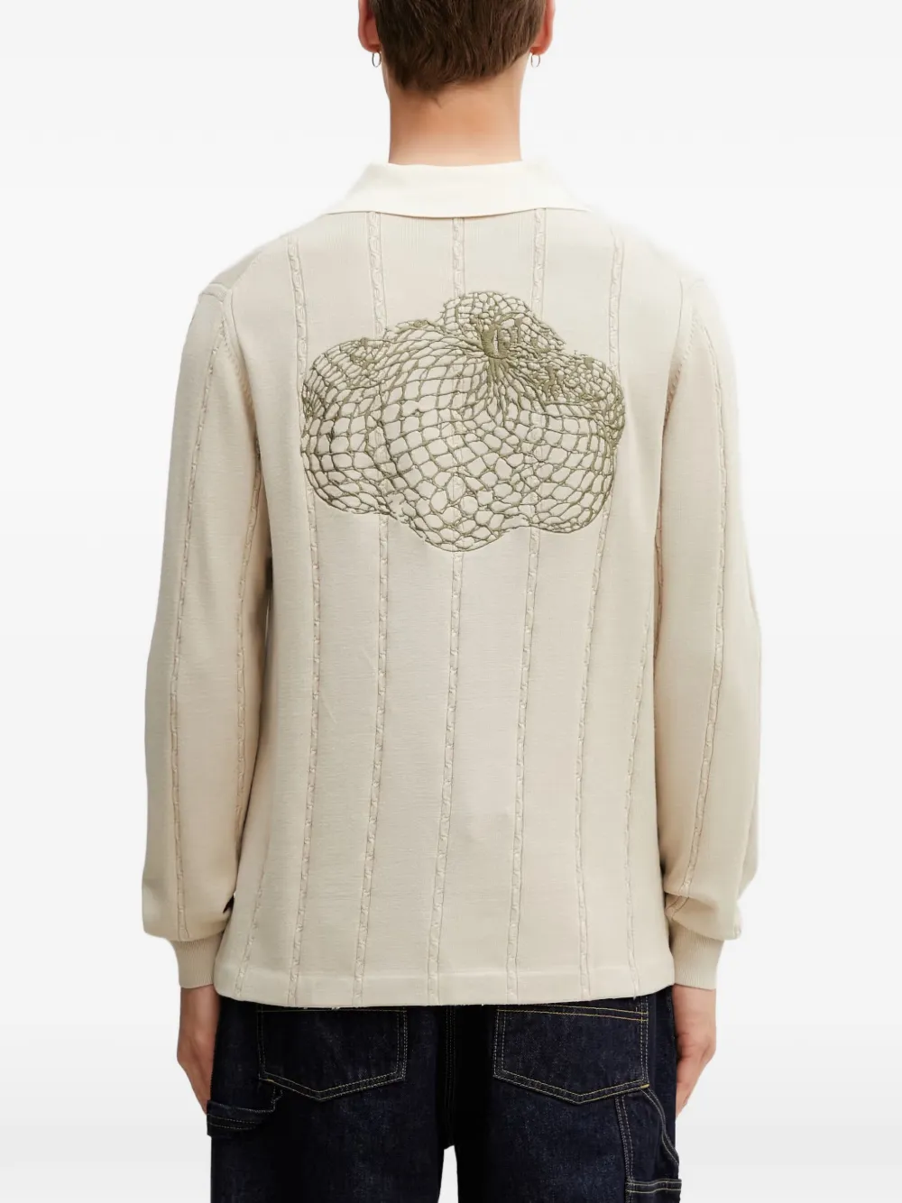 Filling Pieces Kabelgebreide sweater met borduurwerk Beige