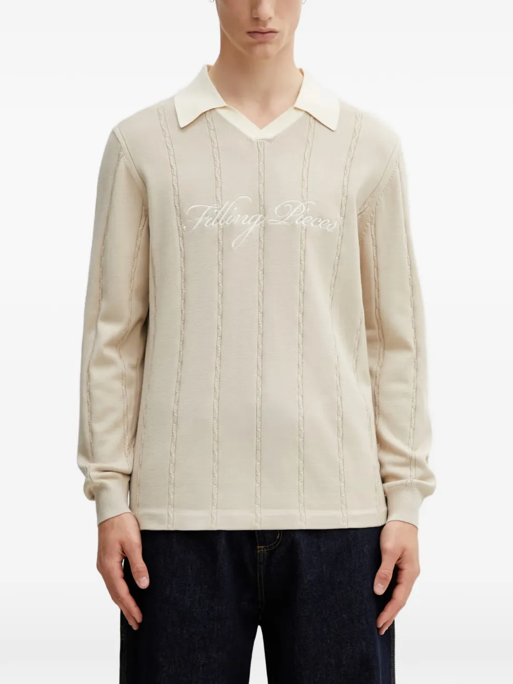 Filling Pieces cable-knit embroidered sweatshirt - Toni neutri