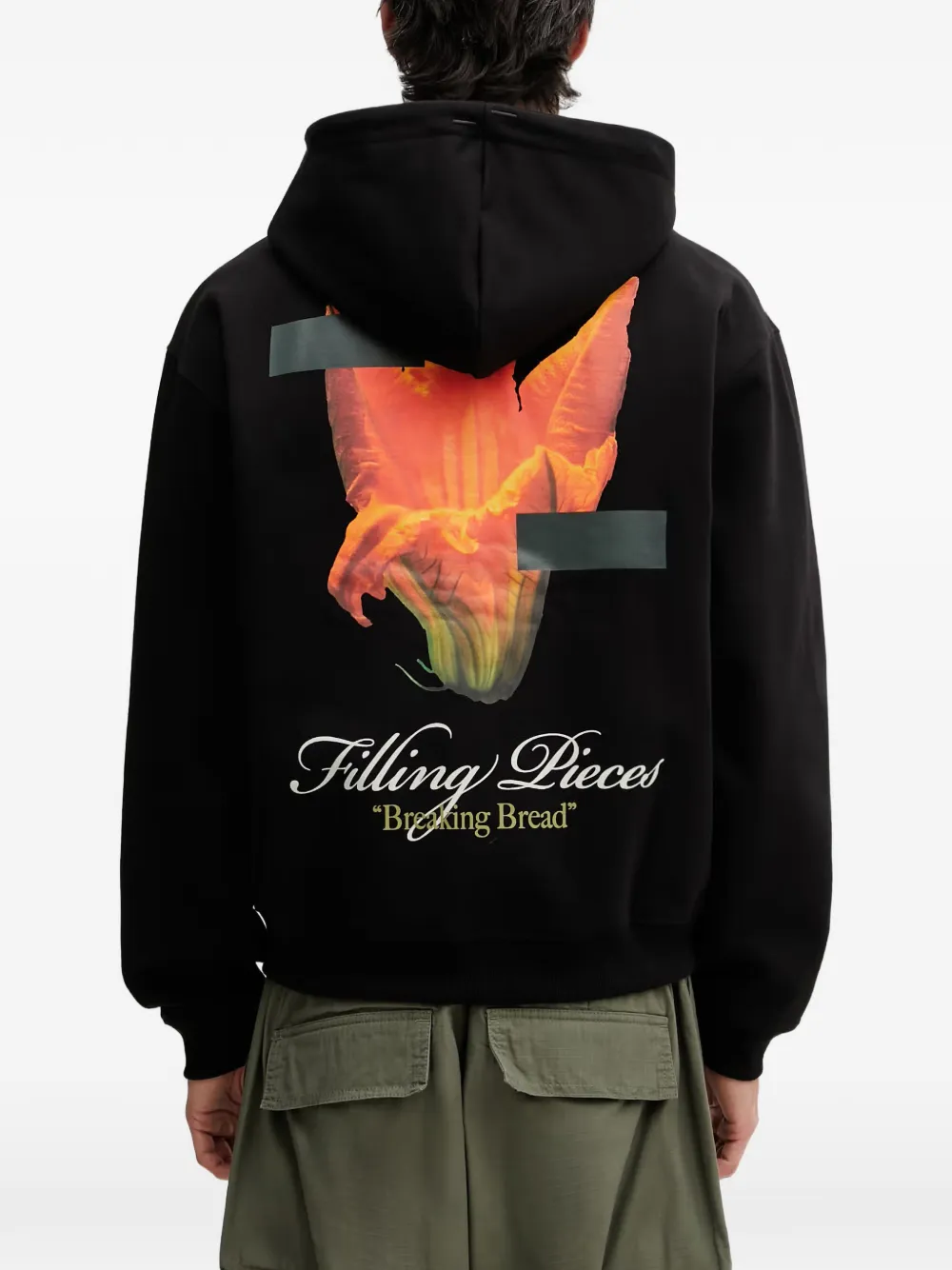 Filling Pieces Hoodie met grafische print Zwart