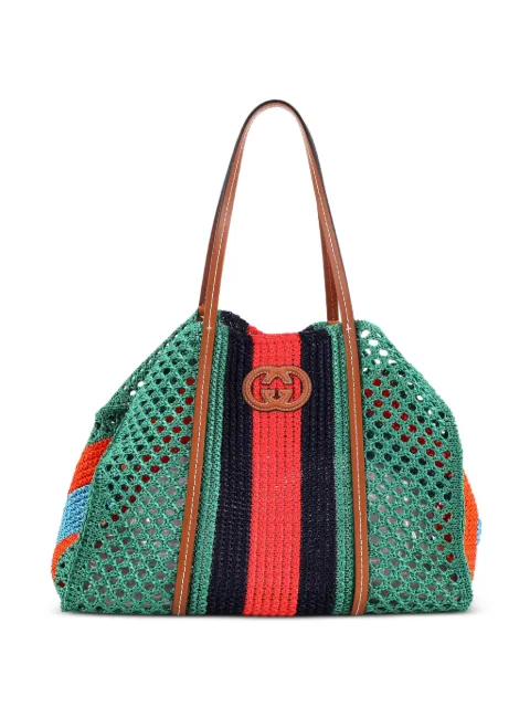 Gucci Pre-Owned Interlocking G Web Raffia Medium tote bag