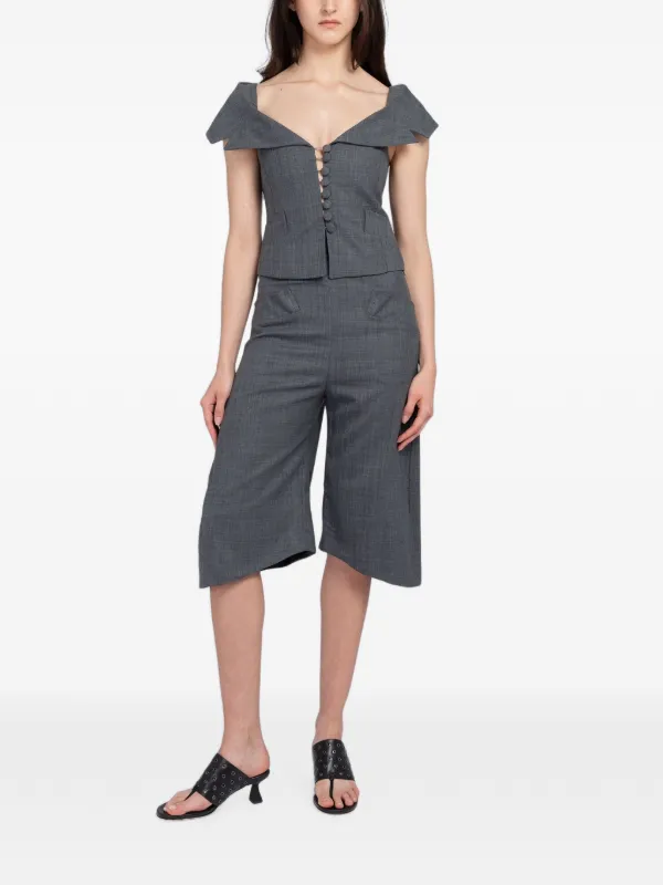 GANNI オフショルダー トップ | グレー | FARFETCH JP