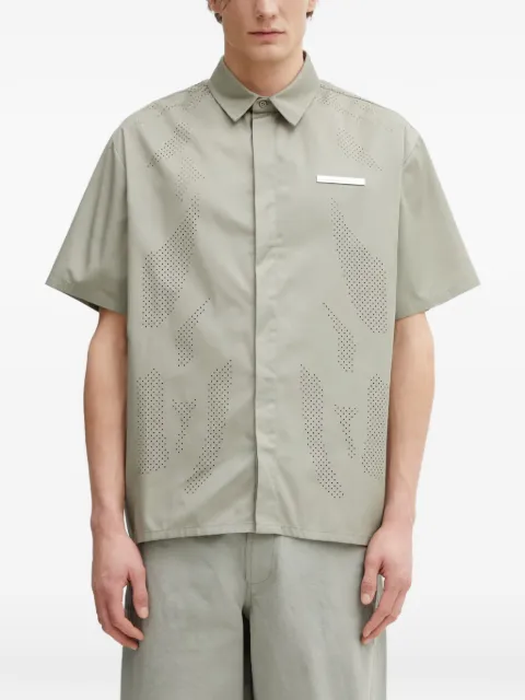 HELIOT EMIL Alsoran perforated logo-plaque shirt