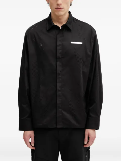 HELIOT EMIL Alsoran perforated-detail logo-plaque shirt