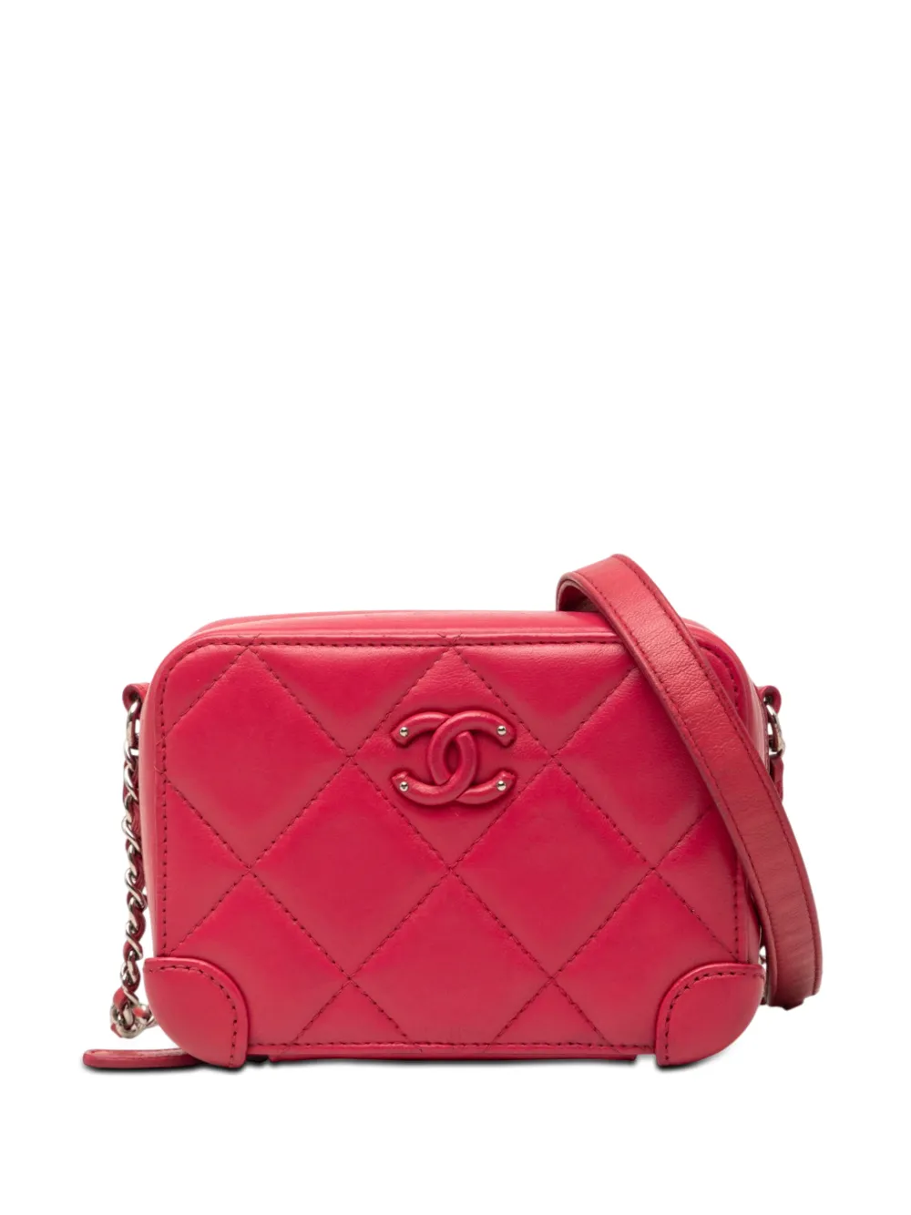 CHANEL Pre-Owned 2019 Mini Quilted Lambskin Covered CC Camera Bag crossbody bag - Pink