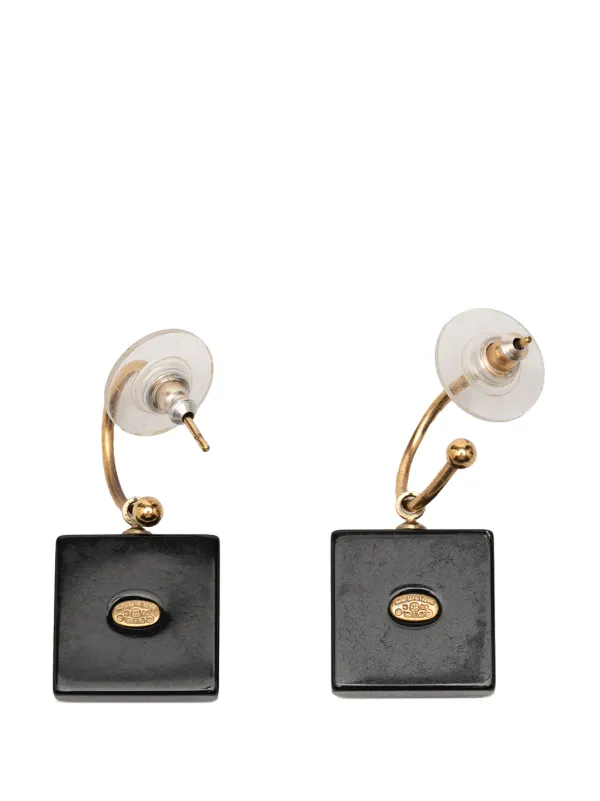 CHANEL Pre-Owned 2023 CC Gold Plated Resin Push Back  Pre-Loved Chanel CC Gold Plated Resin Push Back Earrings main image 1