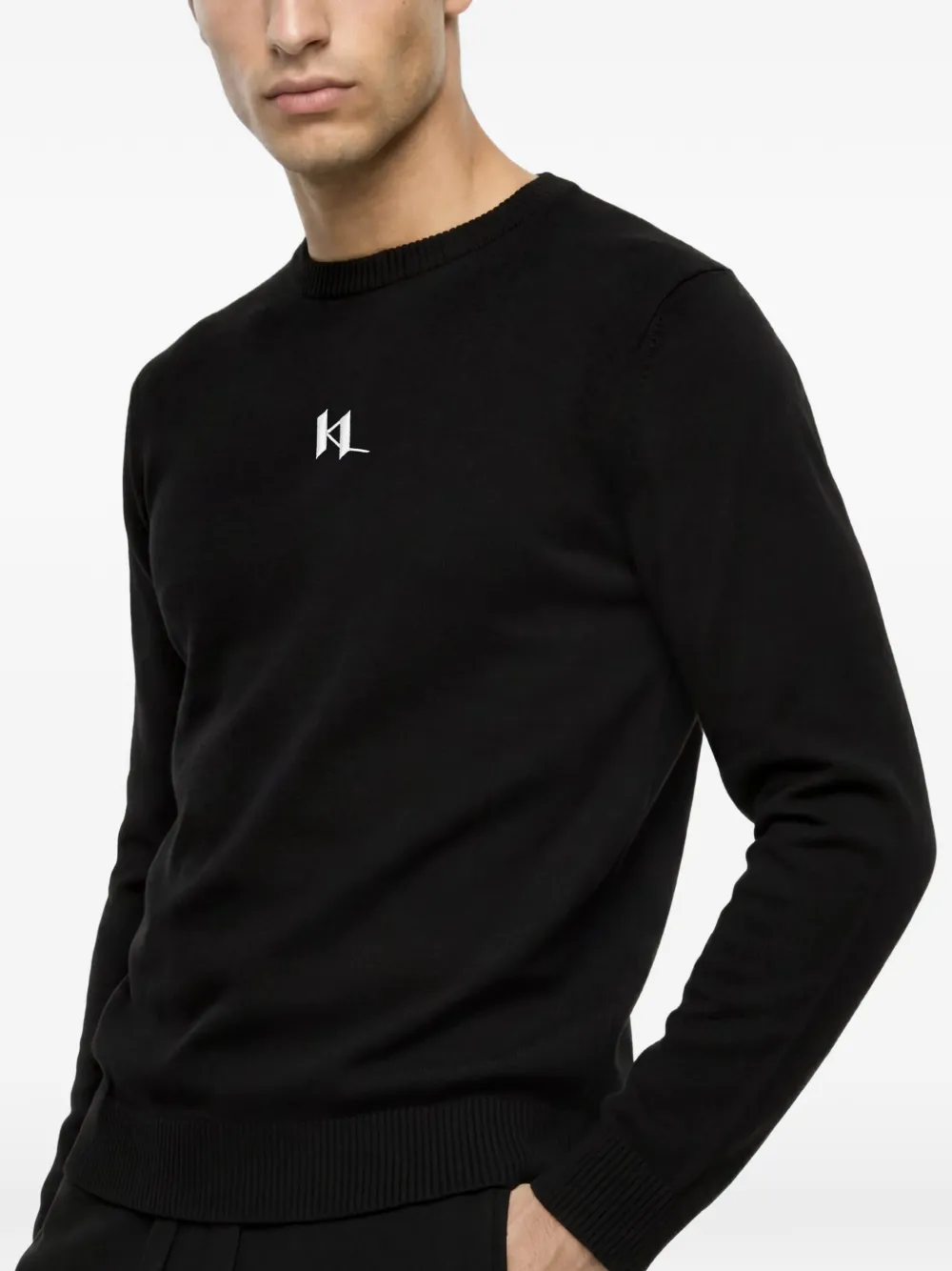 Karl Lagerfeld Top met geborduurd logo Zwart