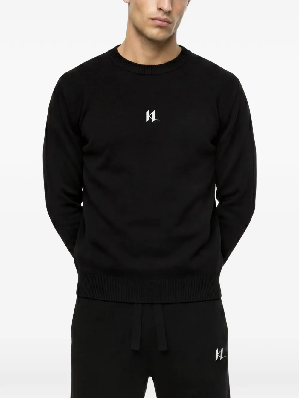 Karl Lagerfeld Top met geborduurd logo Zwart