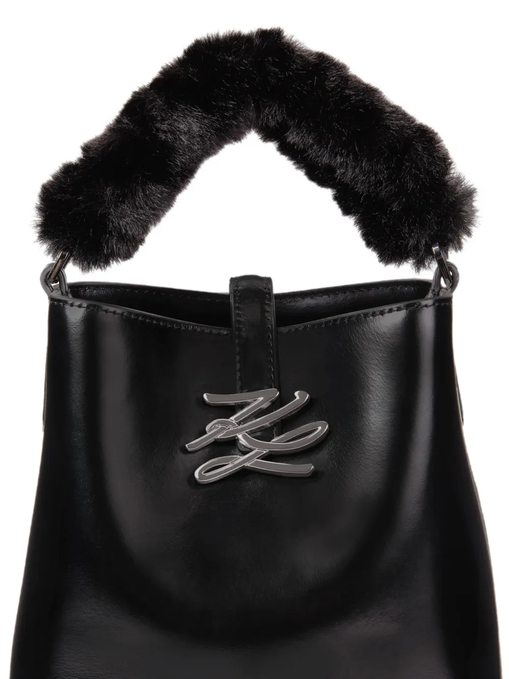 Karl Lagerfeld Kleine K Autograph leren bucket-tas Zwart