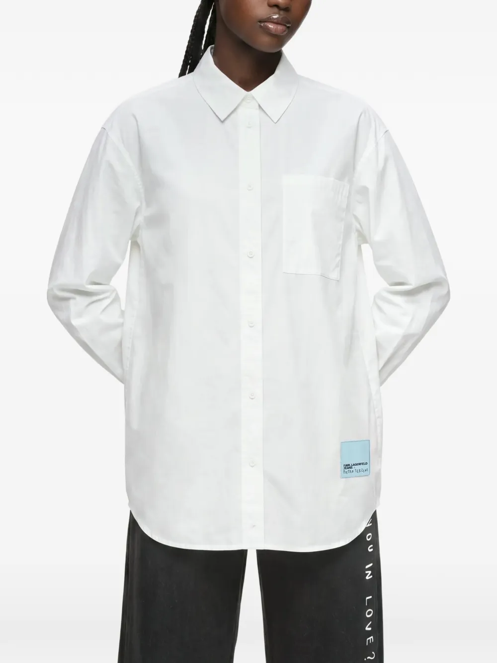 Karl Lagerfeld Jeans x Pietro Terzini blouse met tekst Wit