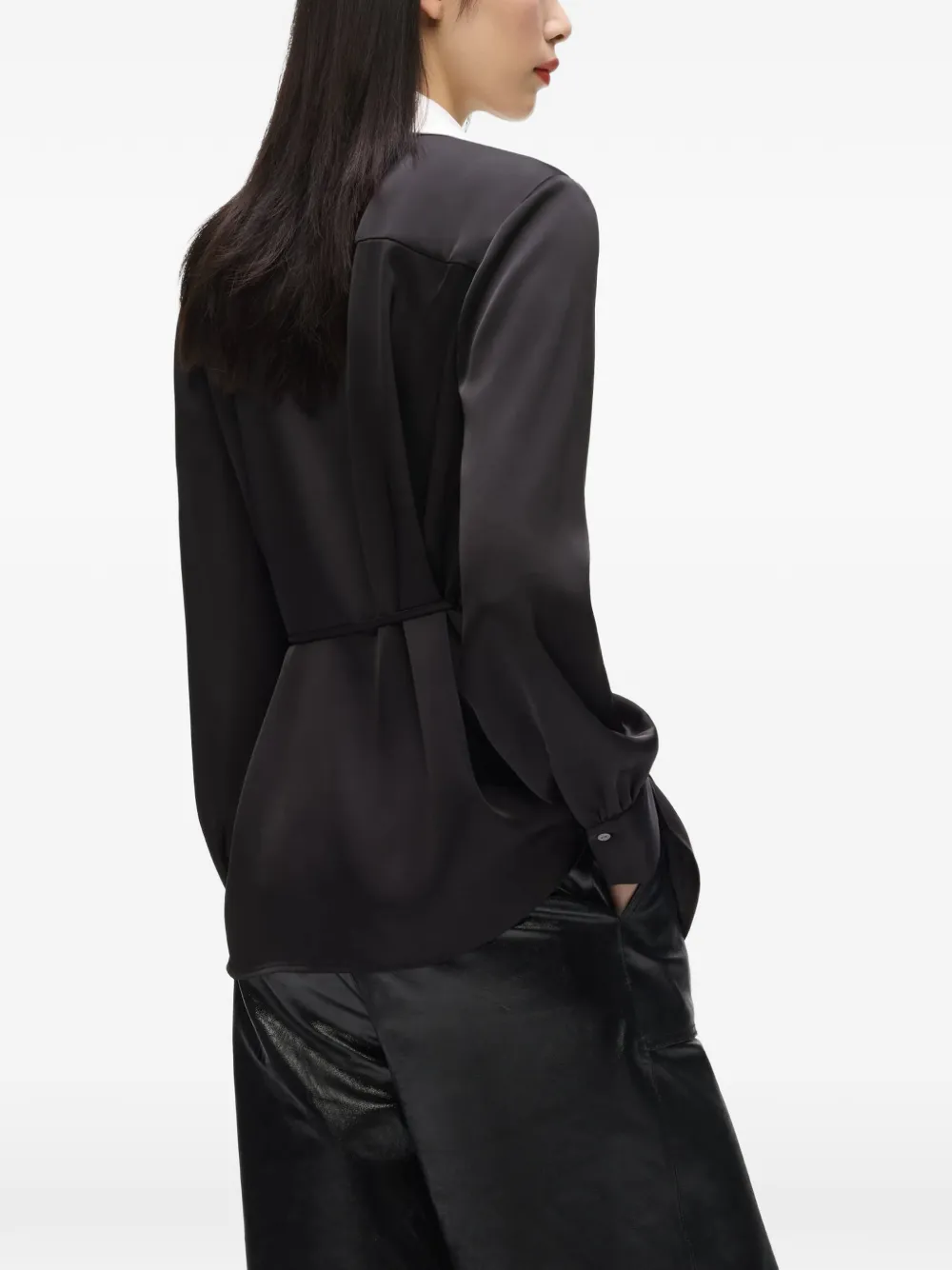 Karl Lagerfeld Blouse met satijnen afwerking Zwart