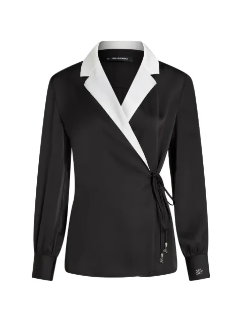 Karl Lagerfeld satin-finish wrap blouse