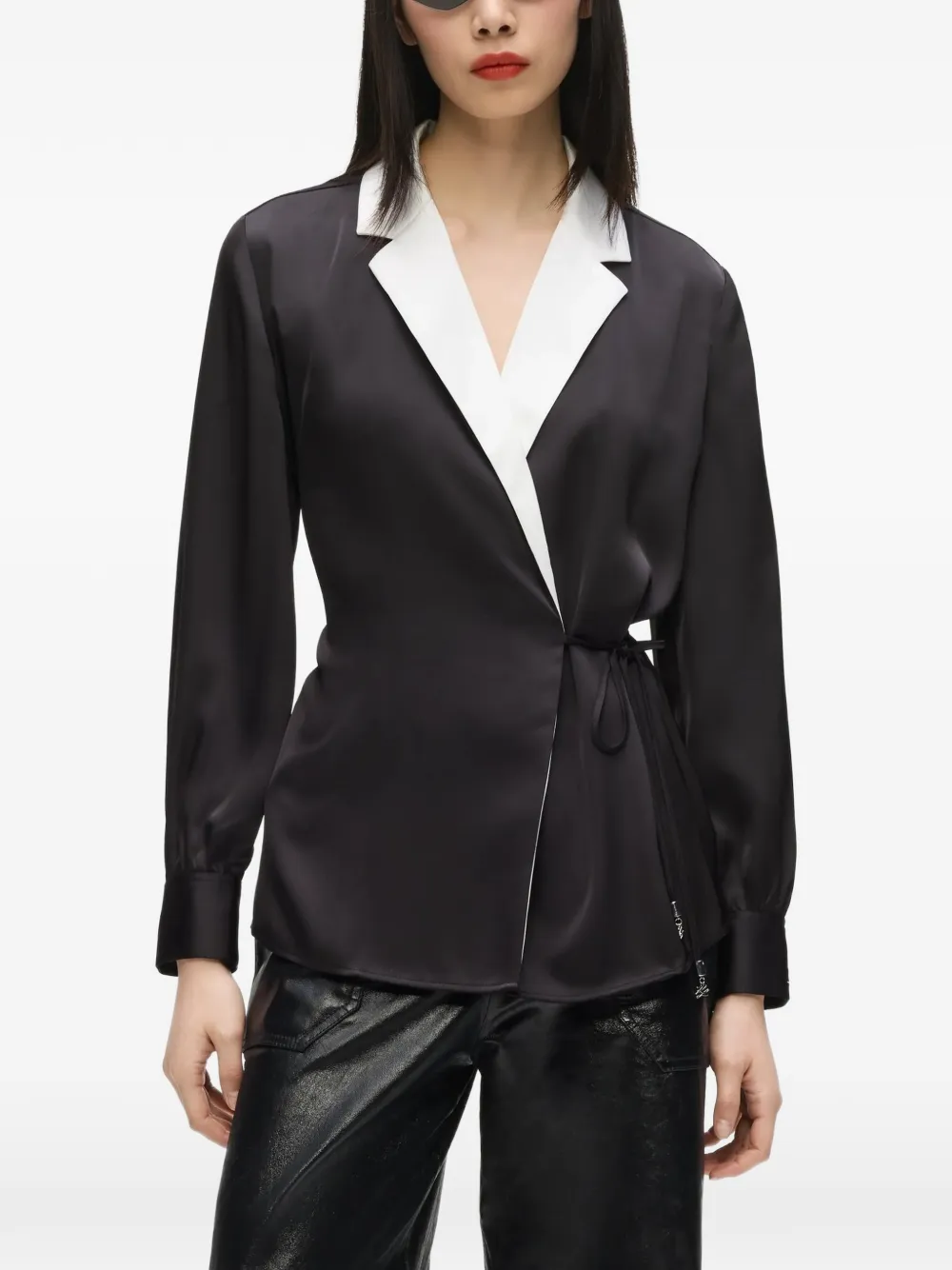 Karl Lagerfeld Blouse met satijnen afwerking Zwart