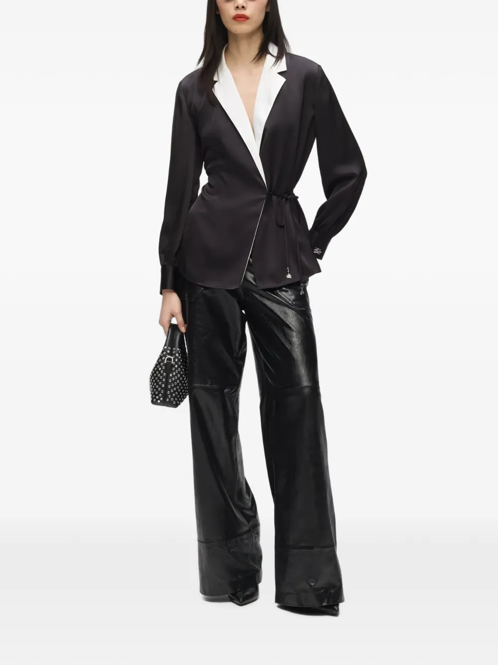 Karl Lagerfeld Blouse met satijnen afwerking Zwart
