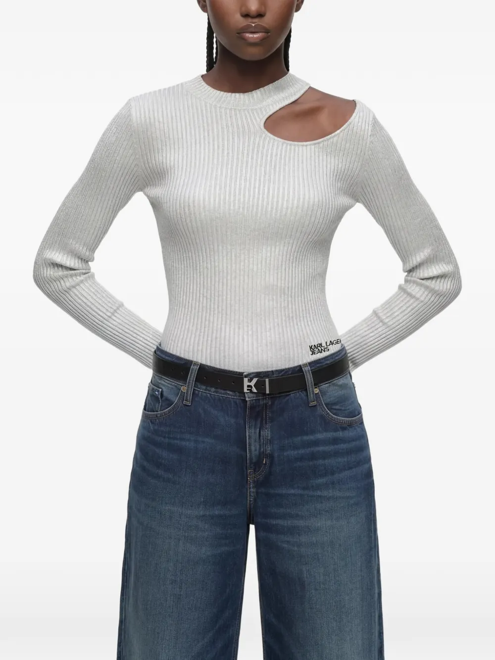 Karl Lagerfeld Jeans Gebreide gecoate trui Zilver