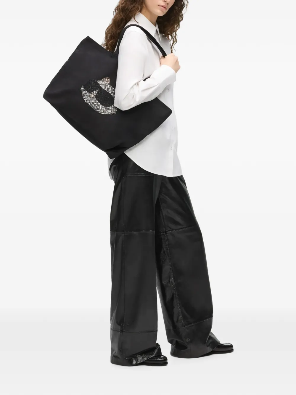 Karl Lagerfeld Ikon Choupette shopper met stras Zwart