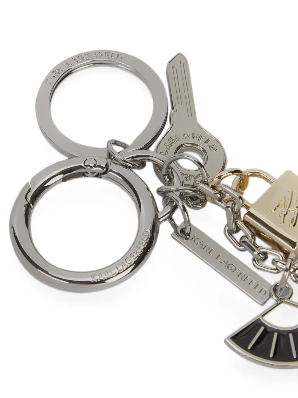 Karl Lagerfeld K Autograph sleutelhanger met meerdere bedels Zilver