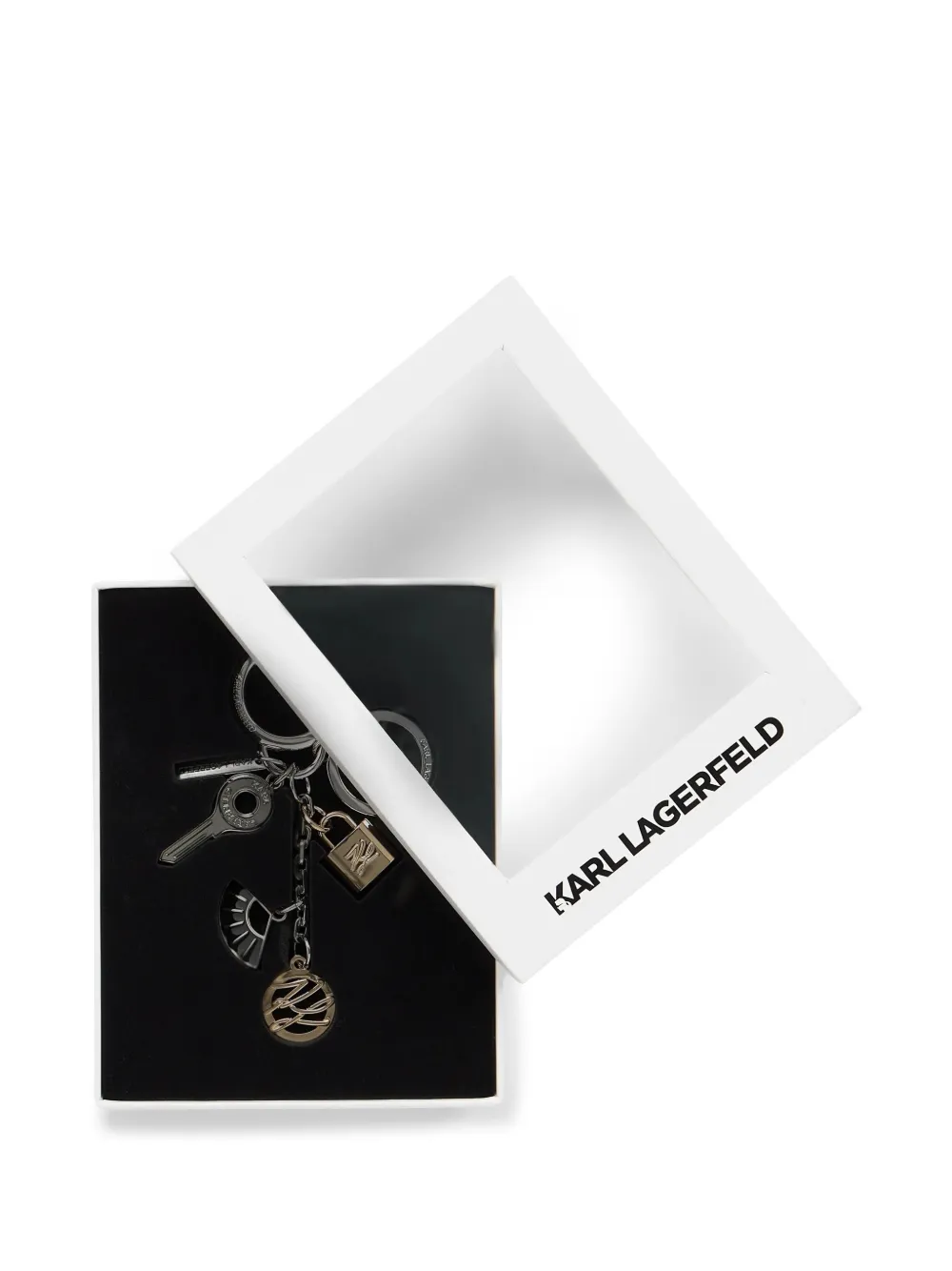 Karl Lagerfeld K Autograph sleutelhanger met meerdere bedels Zilver