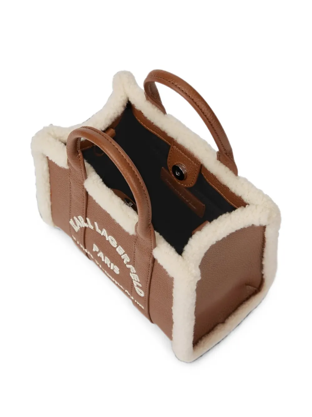 Karl Lagerfeld Rue St-Guillaume vierkante mini-shopper met lammy Bruin