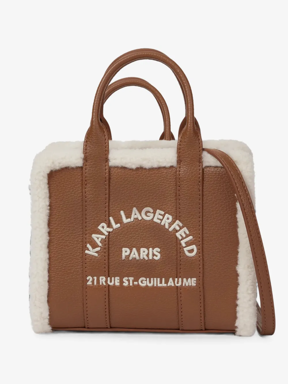 mini Rue St-Guillaume shearling square tote bag