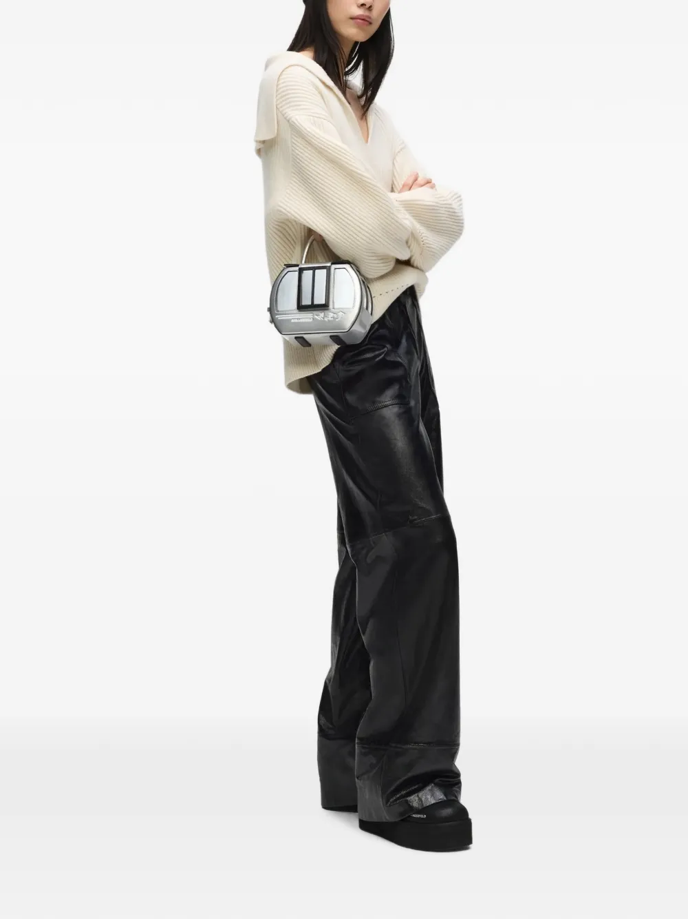 Karl Lagerfeld Ikon tas met handvat Zilver