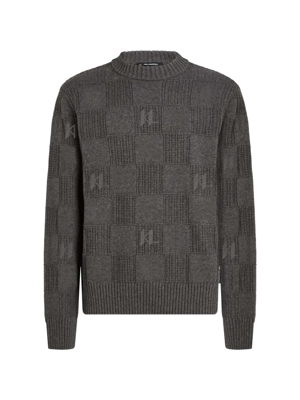 Karl Lagerfeld monogram checked cotton sweater - Grigio
