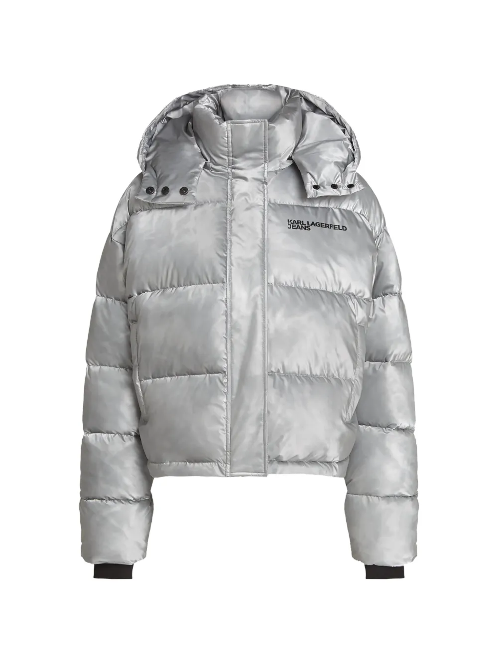 Karl Lagerfeld Jeans Glänzende Cropped-Steppjacke - Silber