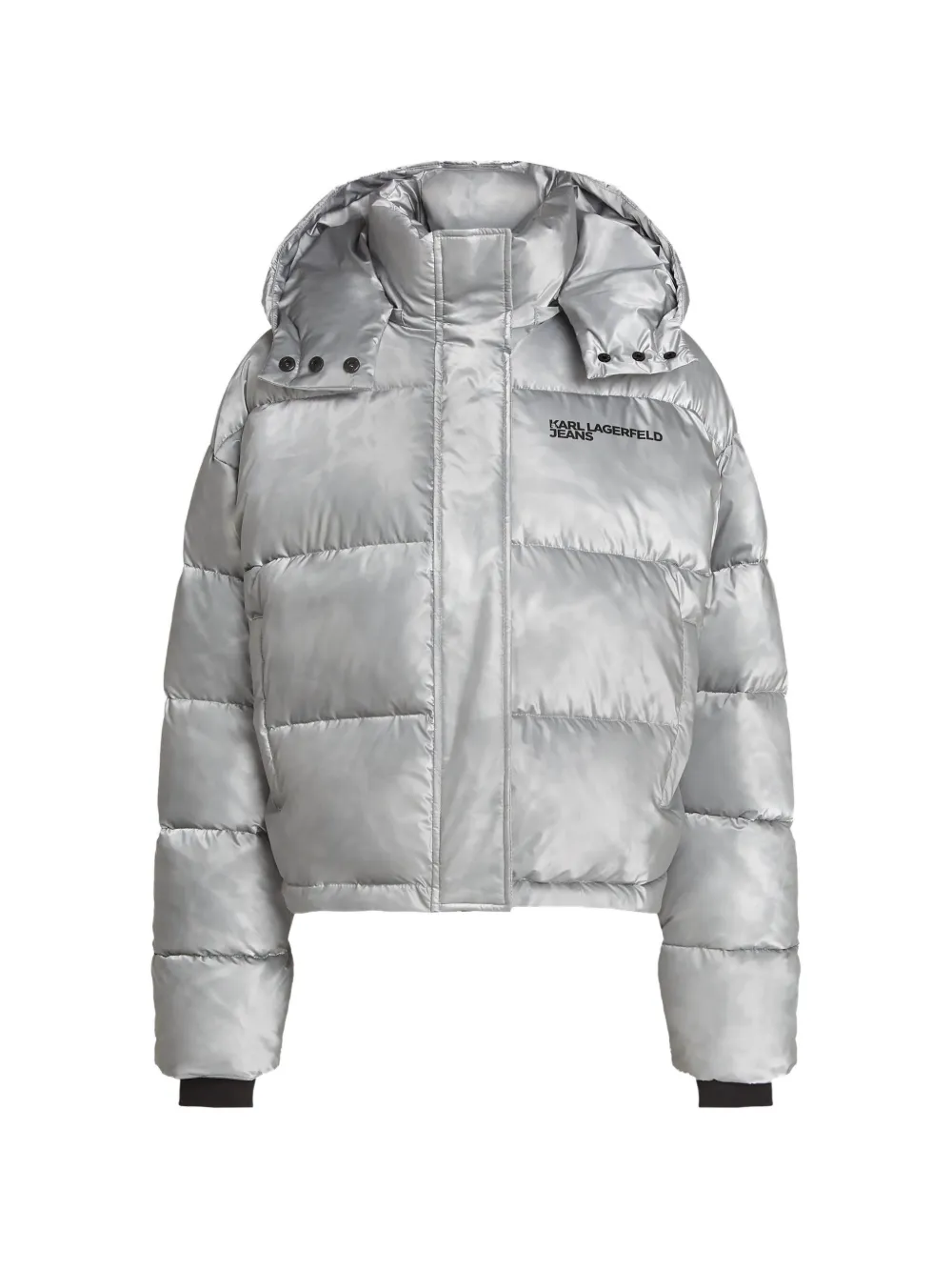 Karl Lagerfeld Jeans cropped shiny puffer jacket - Silver