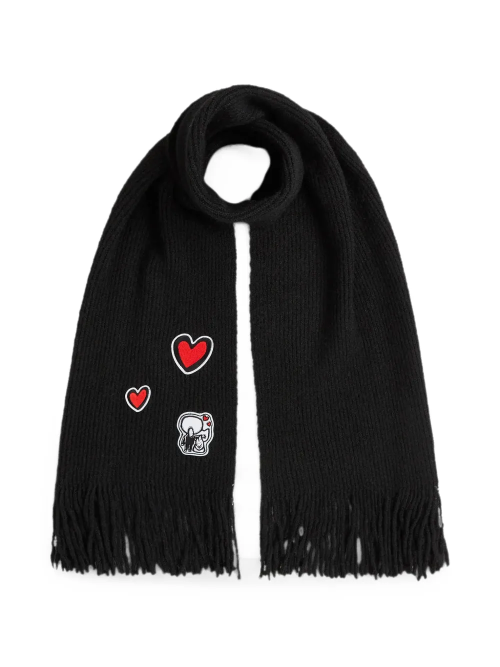 Karl Lagerfeld Ikon sjaal met pluizige patch Zwart