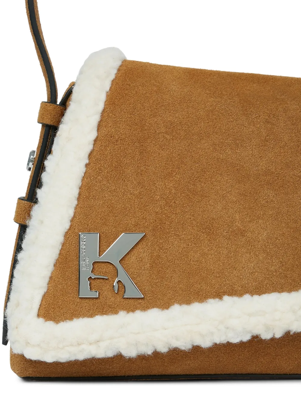 Karl Lagerfeld Jeans Geo suède schoudertas met omslag Bruin