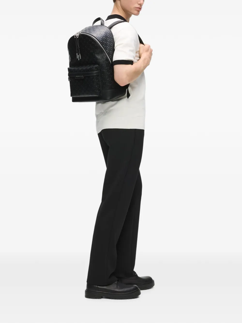 Karl Lagerfeld Rugzak met monogram en geperforeerde details Zwart