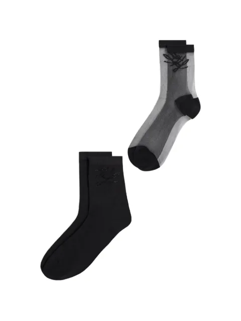 Karl Lagerfeld Autograph mesh and rhinestone socks (pack of two)