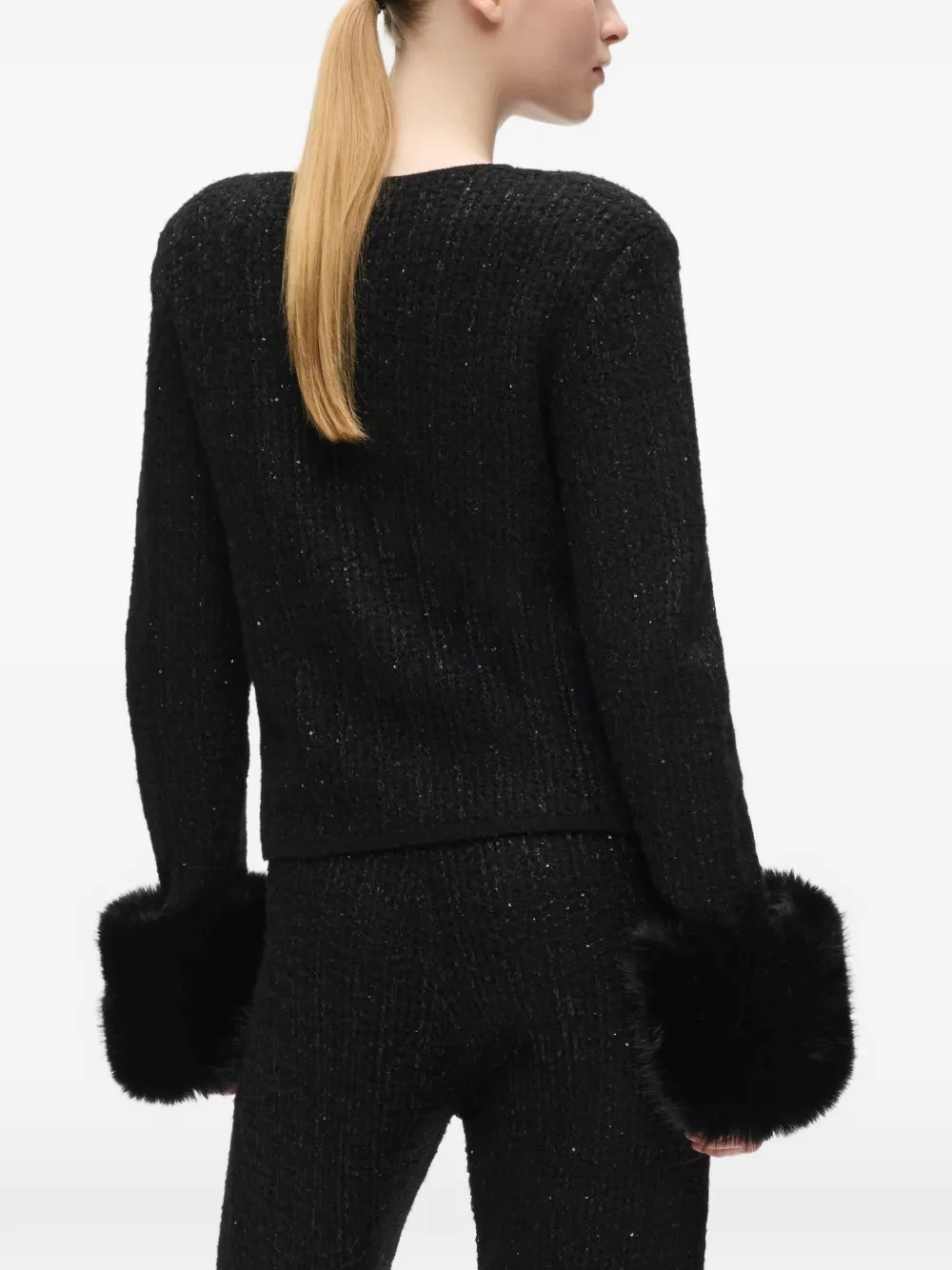 Karl Lagerfeld Vest met afwerking van imitatiebont Zwart
