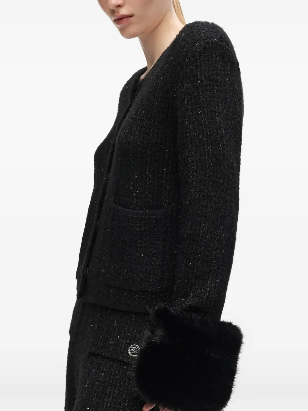 Karl Lagerfeld Vest met afwerking van imitatiebont Zwart