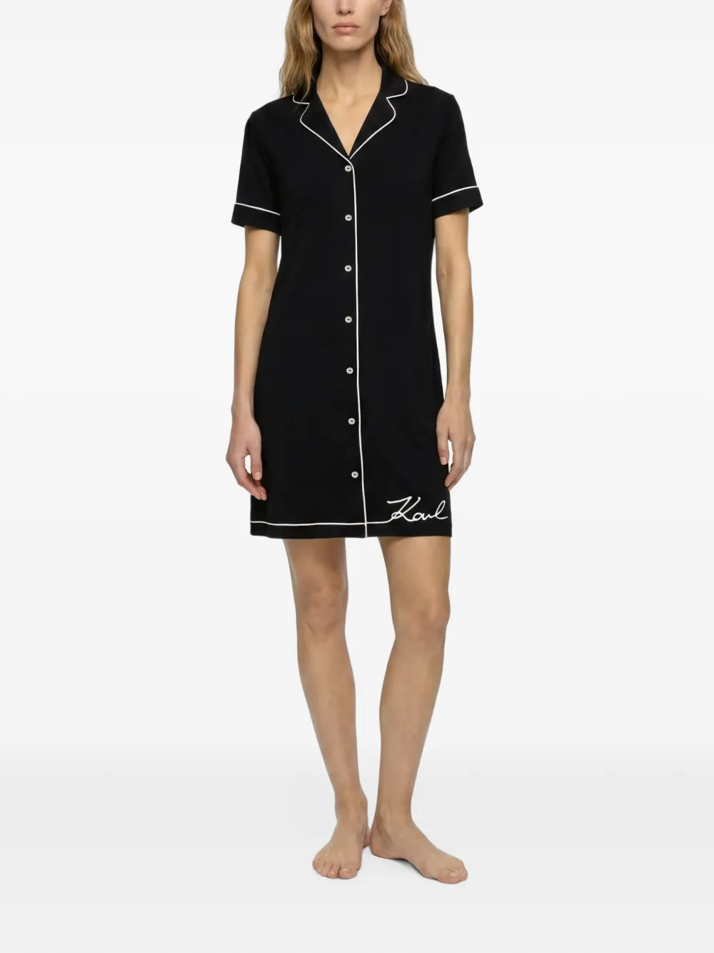 Karl Lagerfeld Signature pyjamashirt Zwart