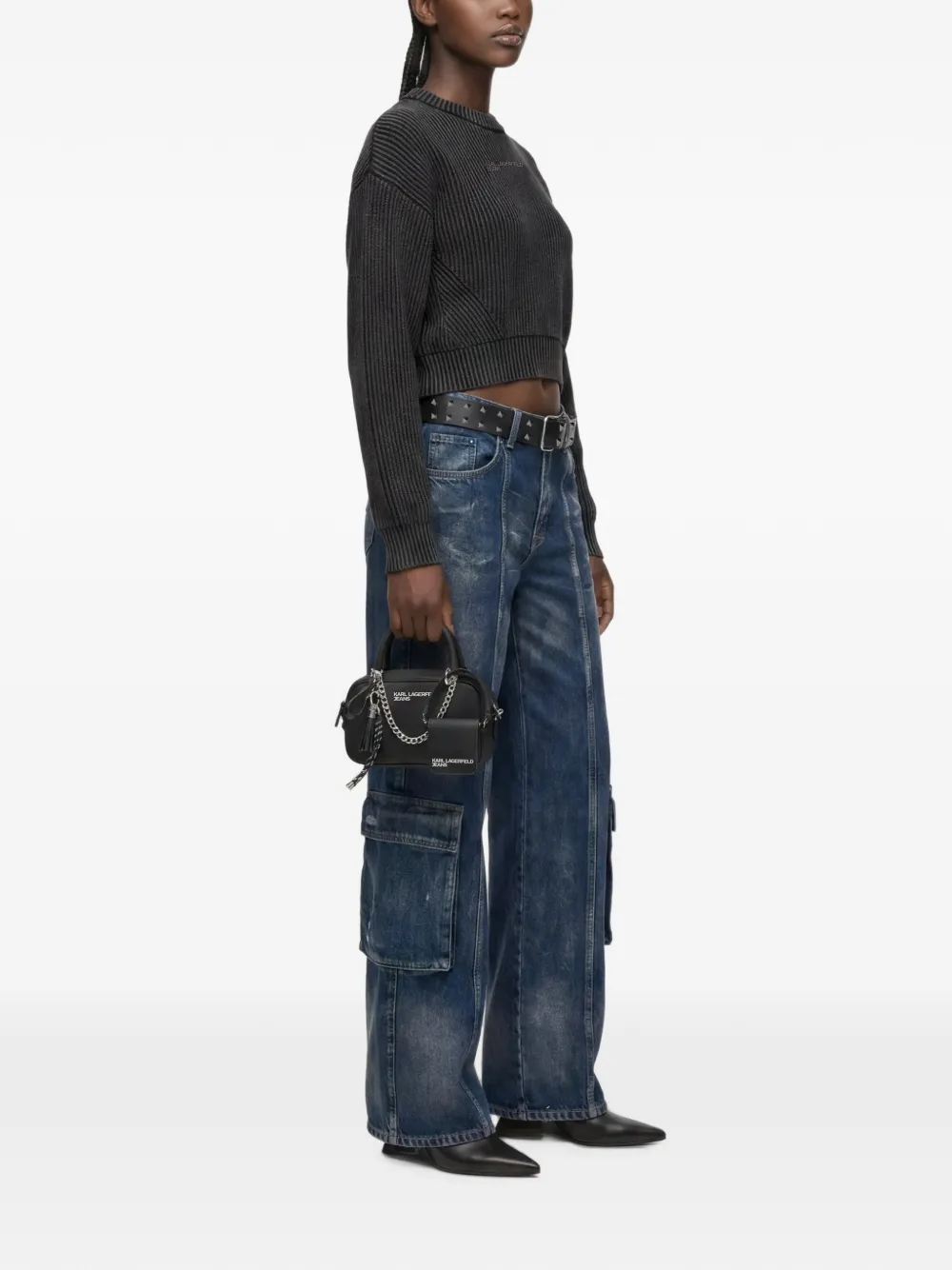Karl Lagerfeld Jeans Shopper met logoplakkaat Zwart