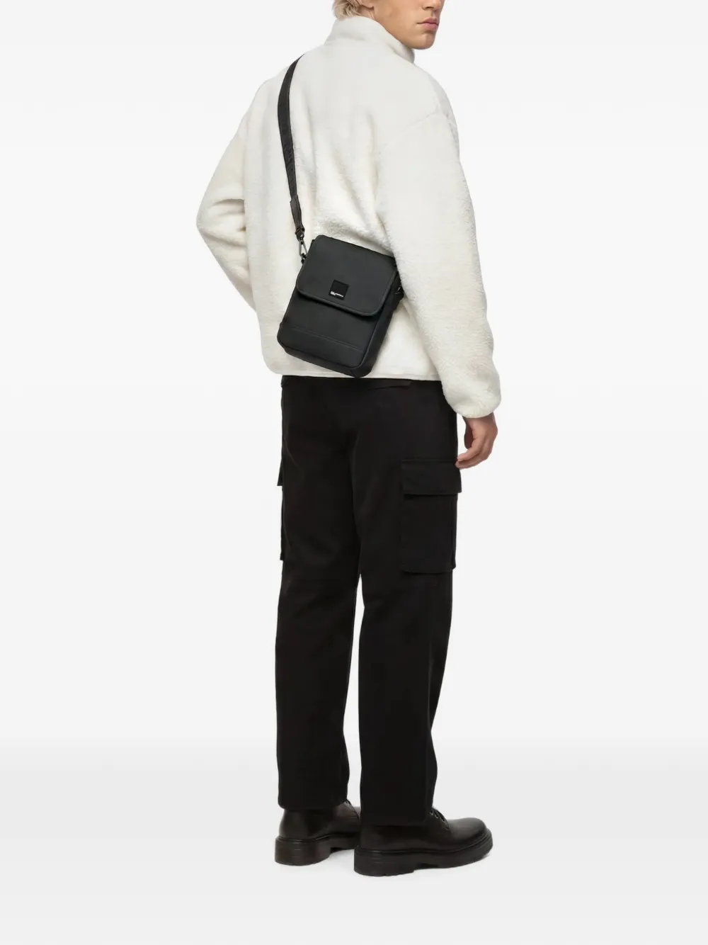 Karl Lagerfeld Jeans Reportertas van gecoat imitatieleer Zwart