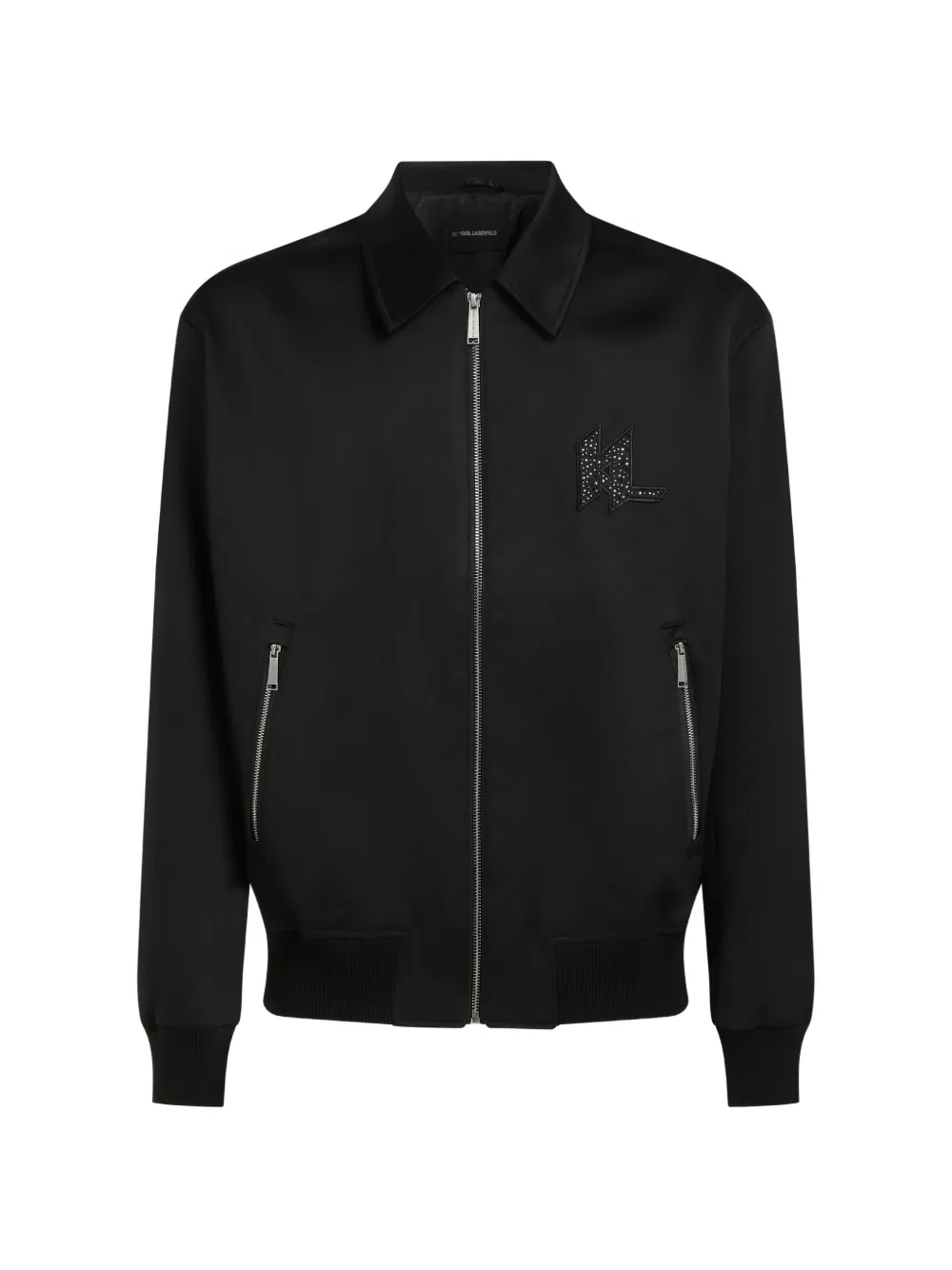Karl Lagerfeld Satijnen bomberjack met monogram Zwart