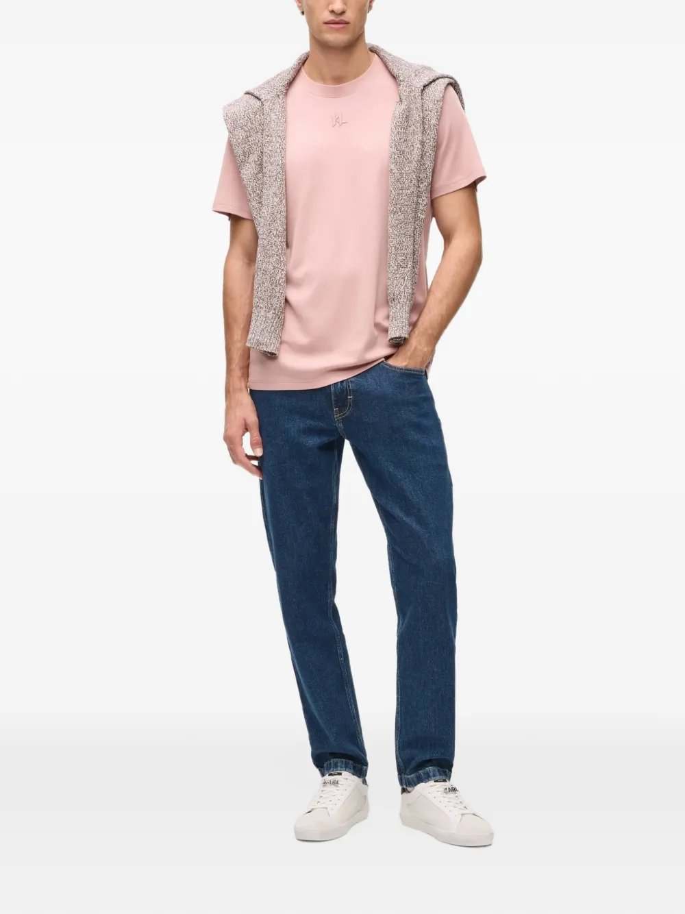 Karl Lagerfeld Monogram modal blend T-shirt Roze