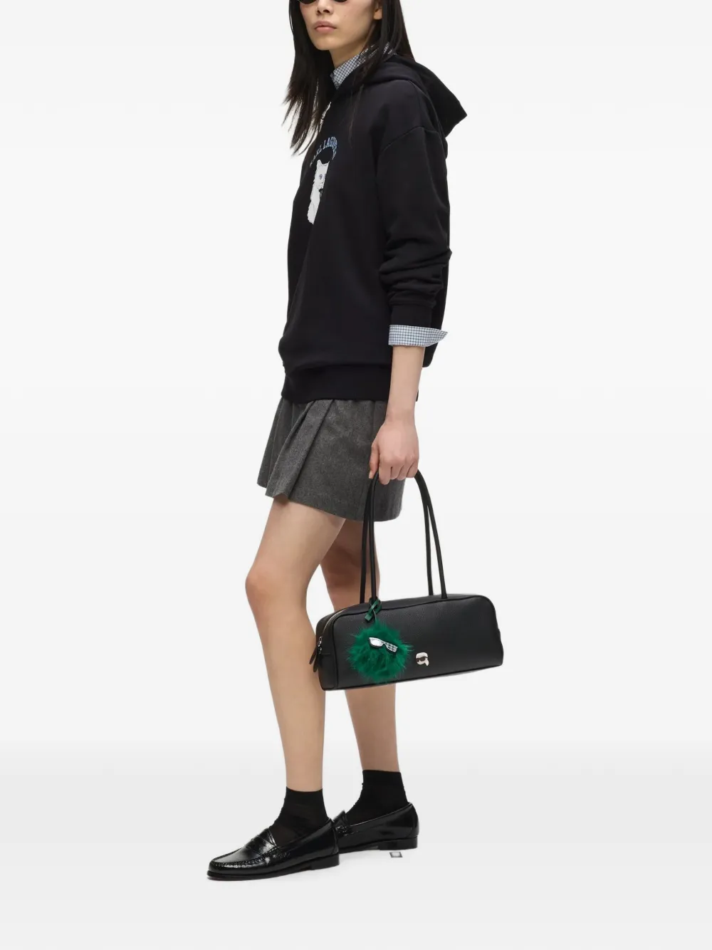 Karl Lagerfeld Ikon Pebble langwerpige schoudertas Zwart