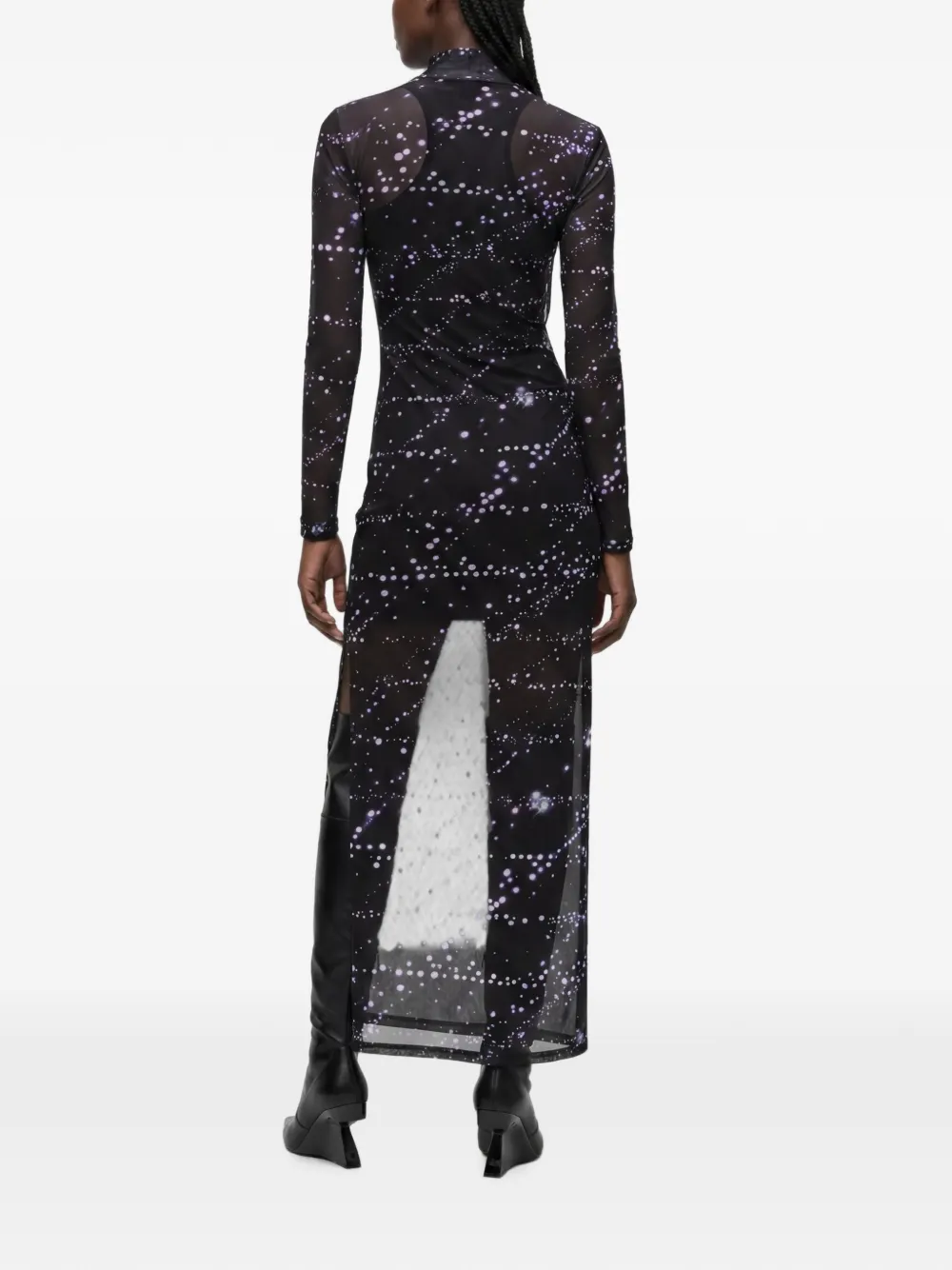 Karl Lagerfeld Jeans Mesh maxi-jurk met print Zwart