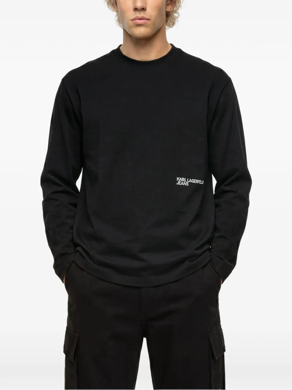 Karl Lagerfeld Jeans relaxed long-sleeved seamed T-shirt Zwart