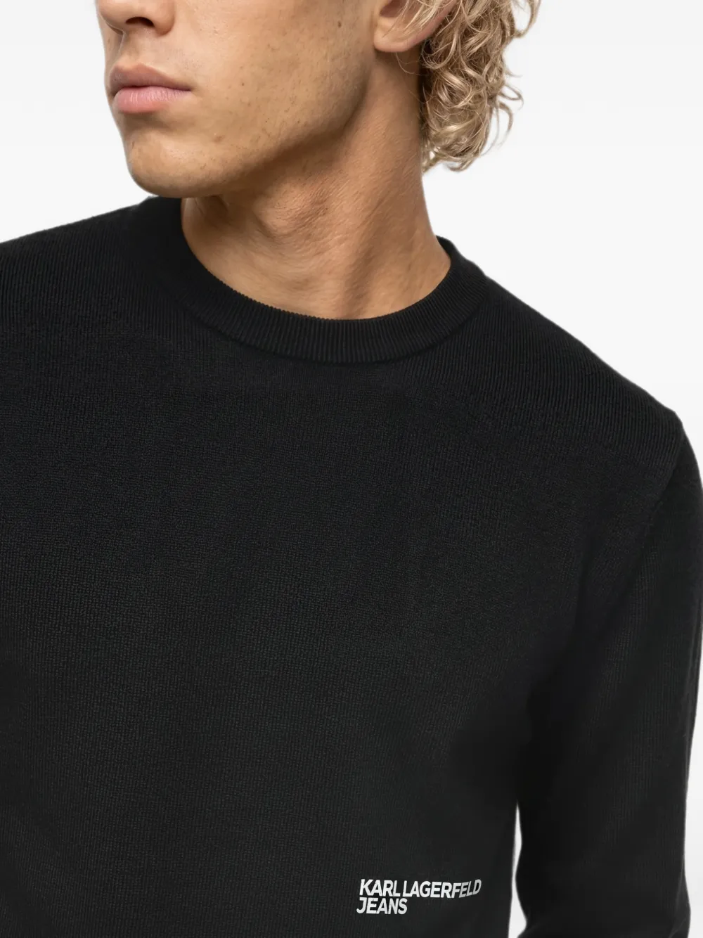 Karl Lagerfeld Jeans relaxed long-sleeved seamed T-shirt Zwart