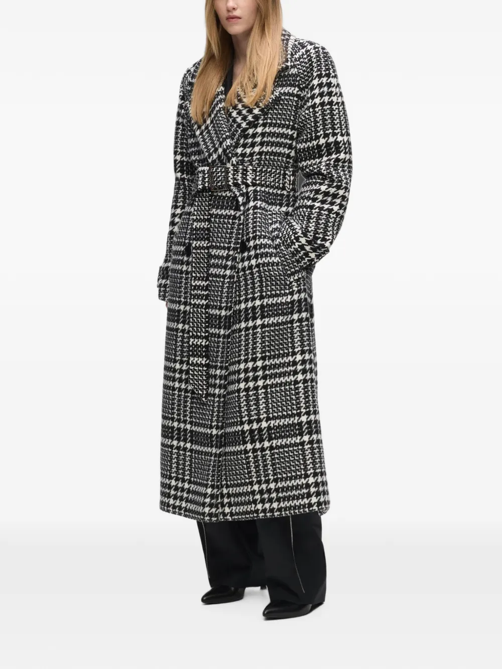 Karl Lagerfeld Jas van wolblend met pied-de-poule print Zwart