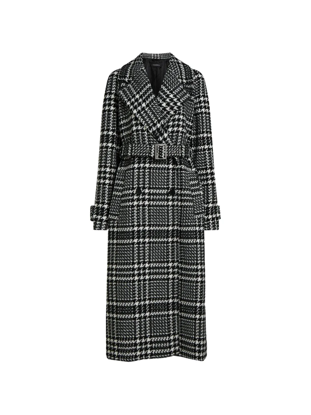 Karl Lagerfeld Cappotto lungo in misto lana con motivo pied-de-poule - Nero