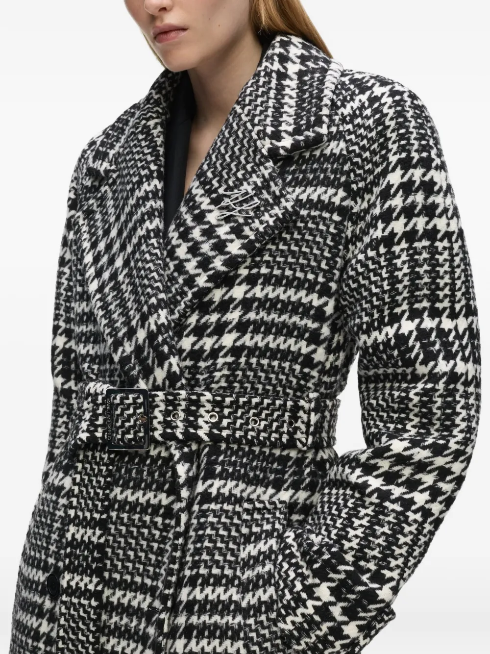 Karl Lagerfeld Jas van wolblend met pied-de-poule print Zwart